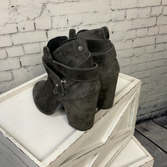 Rag & Bone Women Charcoal Leather Ankle Bootie Made Italy Size 38.5 US 8.5 Rck - Picture 9 of 12